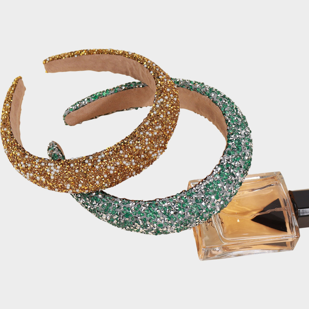 Anna-Kaci Womens Rhinestone Padded Headbands Two Pack Wide Sparkle Hair Accessories