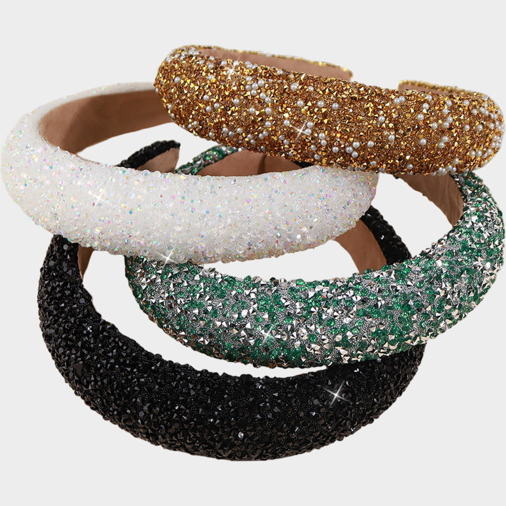 Anna-Kaci Womens Rhinestone Padded Headbands Two Pack Wide Sparkle Hair Accessories