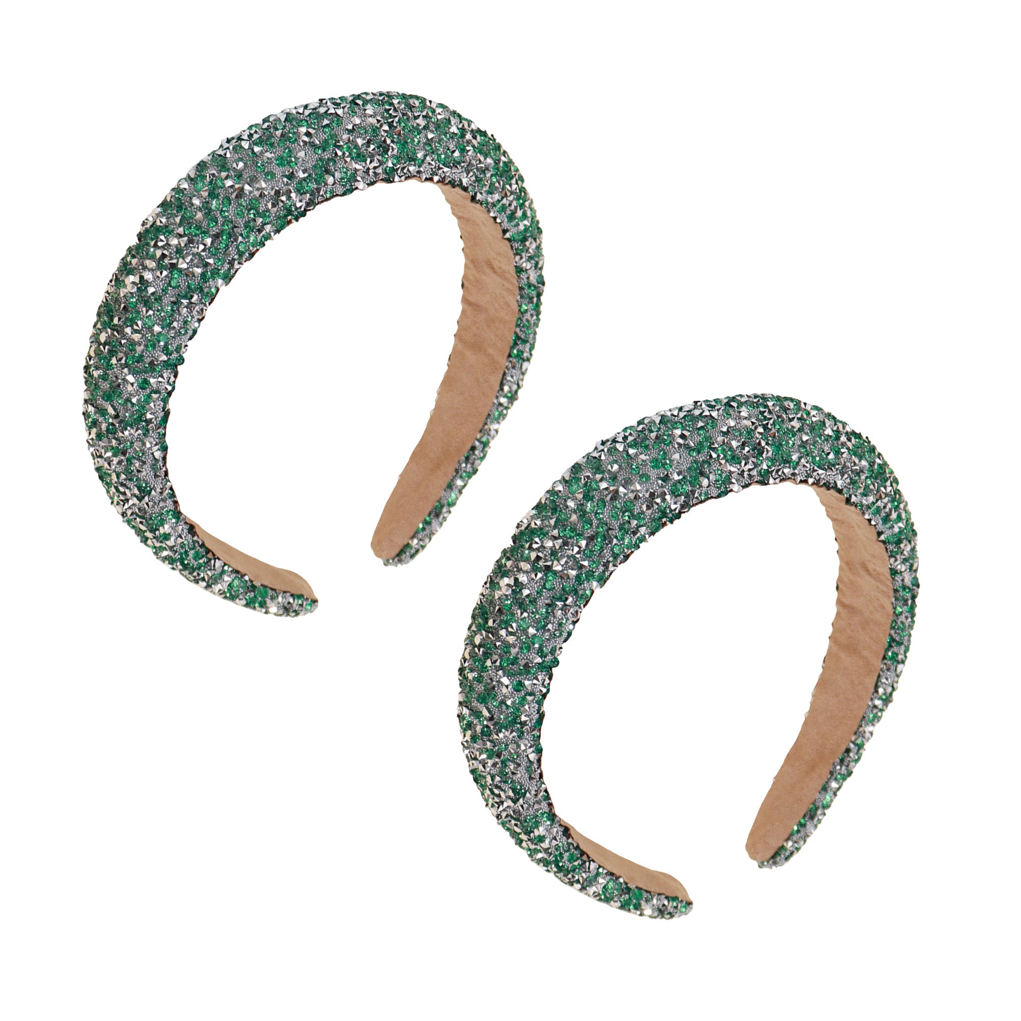 Anna-Kaci Womens Rhinestone Padded Headbands Two Pack Wide Sparkle Hair Accessories