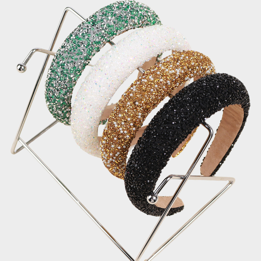 Anna-Kaci Womens Rhinestone Padded Headbands Two Pack Wide Sparkle Hair Accessories