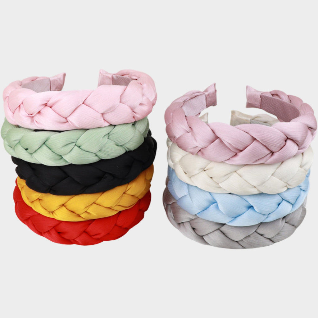 Anna-Kaci Braided Fabric Headband 2 Pack Wide Comfort Fit Soft Woven Hair Accessories