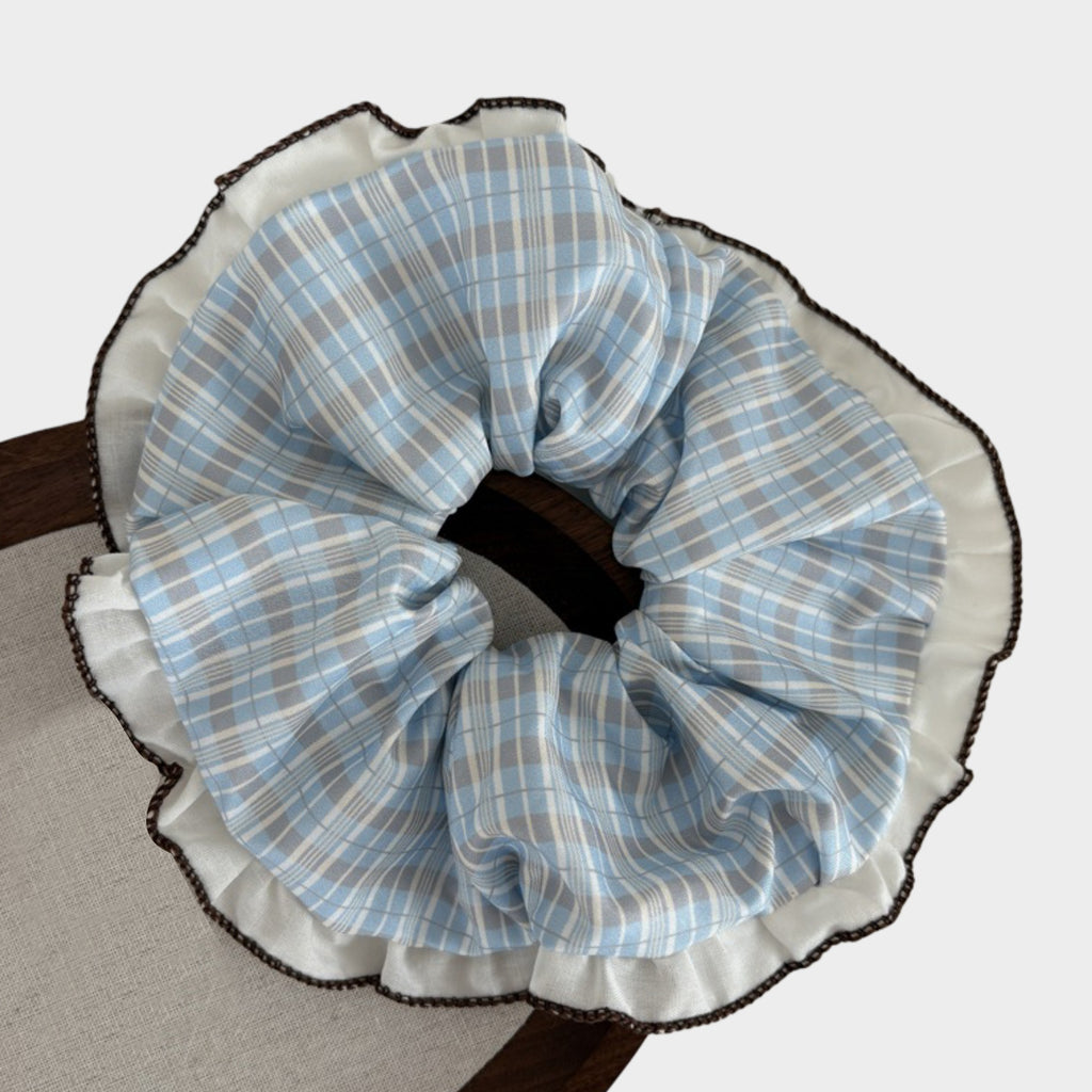 Anna-Kaci Womens Large Fabric Hair Scrunchies 3 Pack Soft Ruffled Elastic Hair Ties