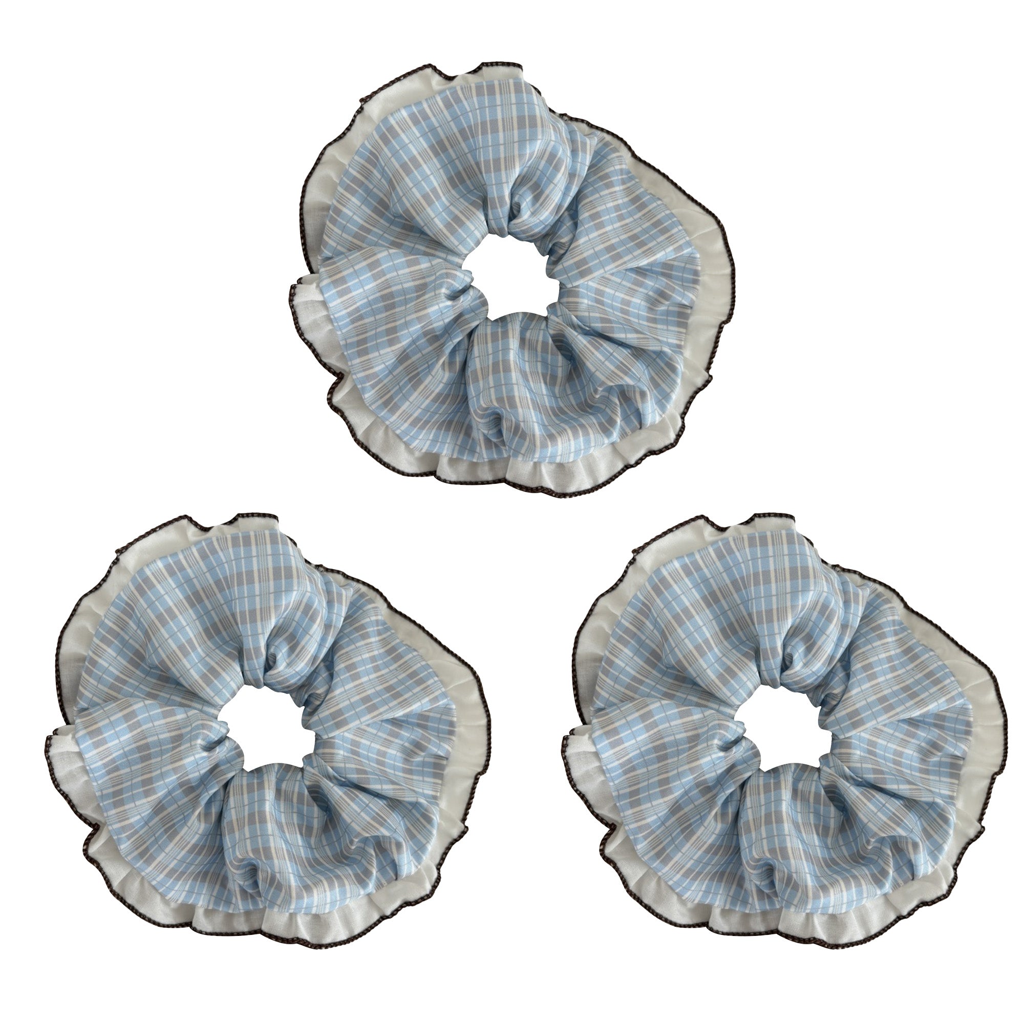 Anna-Kaci Womens Large Fabric Hair Scrunchies 3 Pack Soft Ruffled Elastic Hair Ties