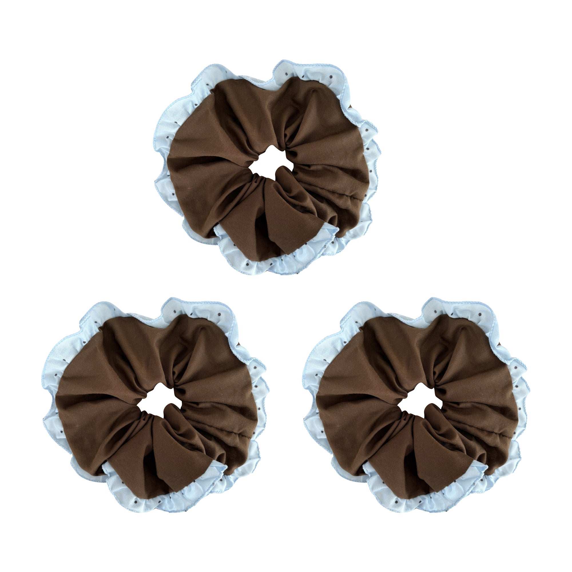 Anna-Kaci Womens Large Fabric Hair Scrunchies 3 Pack Soft Ruffled Elastic Hair Ties