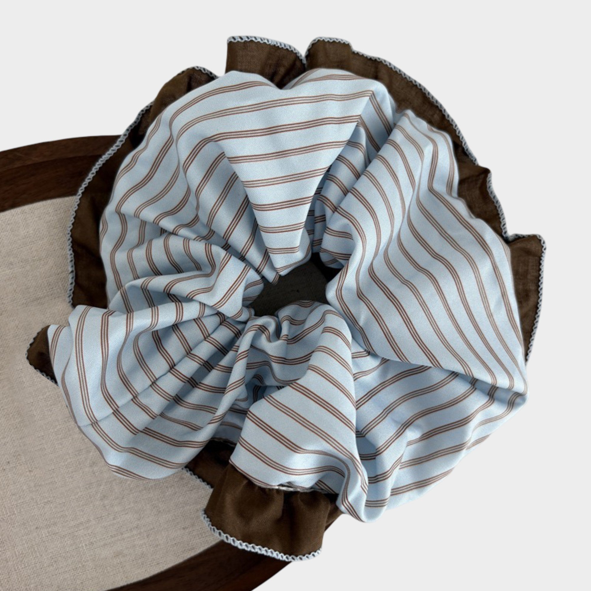 Anna-Kaci Womens Large Fabric Hair Scrunchies 3 Pack Soft Ruffled Elastic Hair Ties