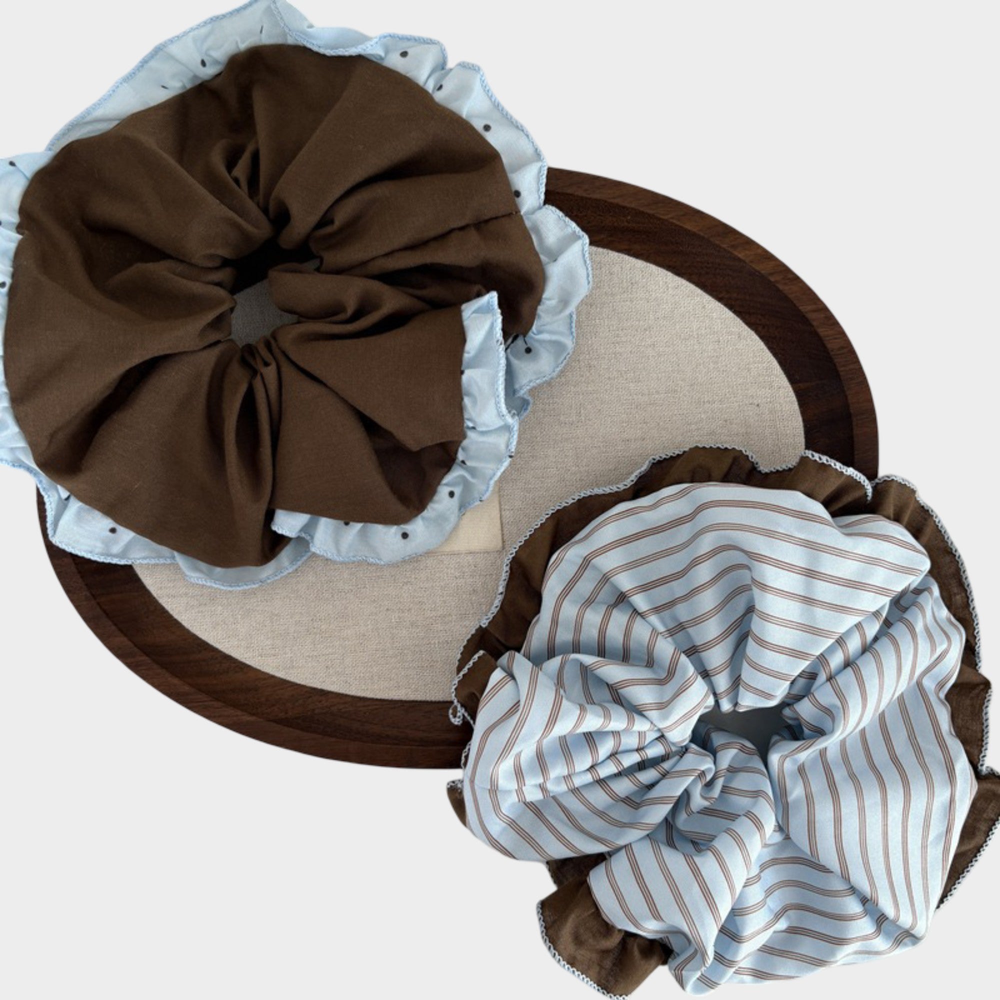 Anna-Kaci Womens Large Fabric Hair Scrunchies 3 Pack Soft Ruffled Elastic Hair Ties