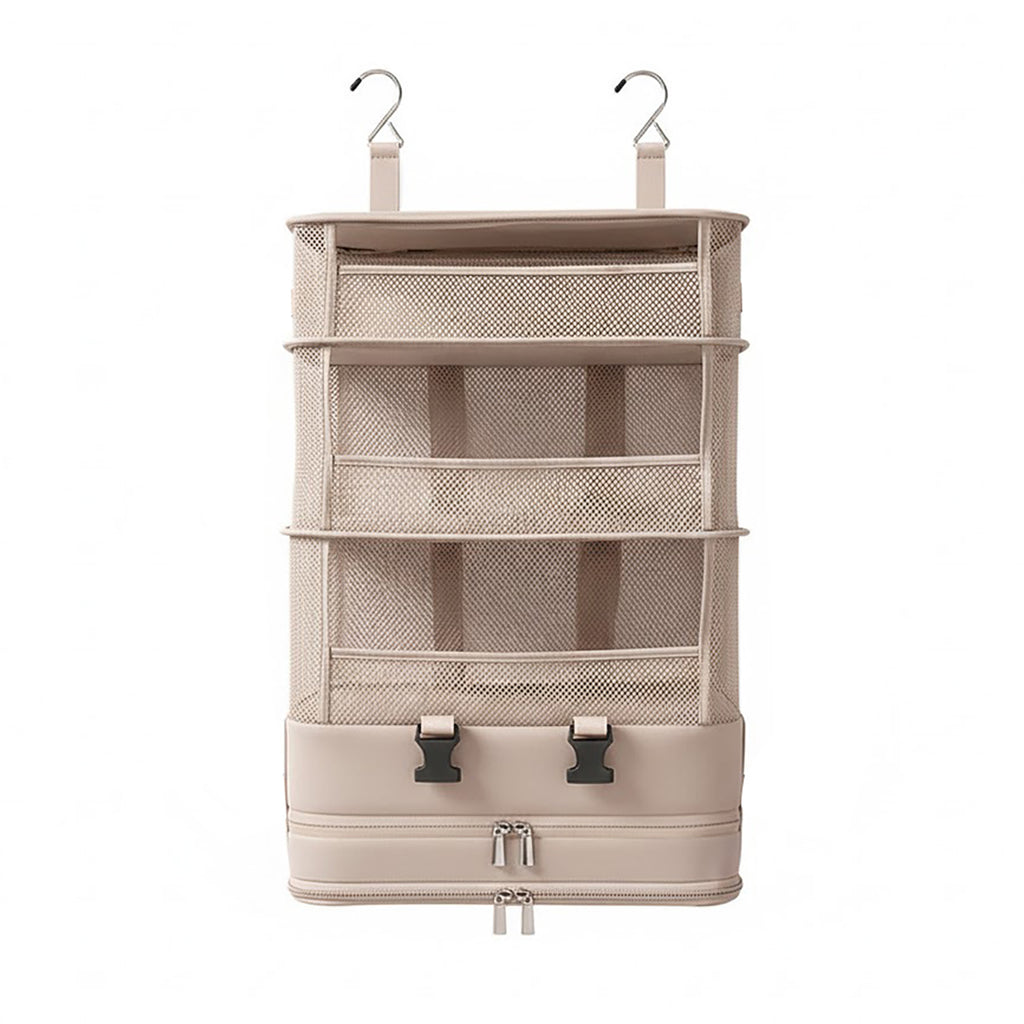 Anna-Kaci Hanging Closet Organizer with Mesh Shelves and Zip Storage Compartment