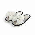 Anna-Kaci Lounge Women's Open Toe Valentine Slide House Slippers with Sheer Bow Upper and Textured Footbed