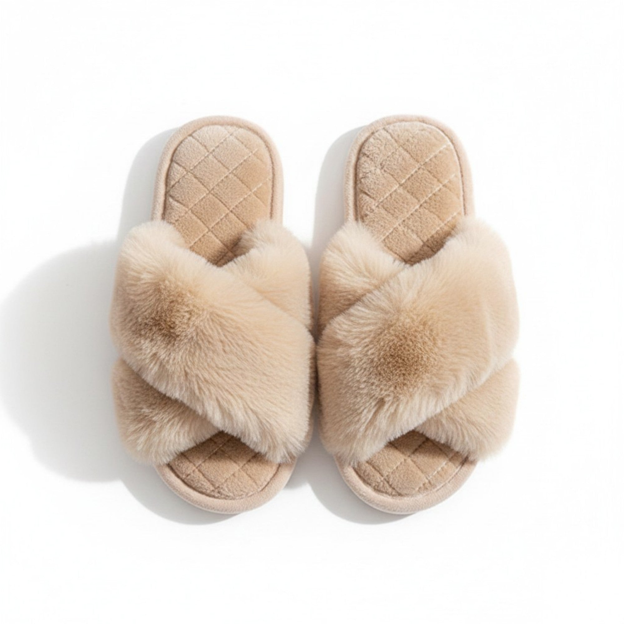 Anna-Kaci Lounge Women's Plush Crisscross Valentine Slide House Slippers with Quilted Cushioned Footbed