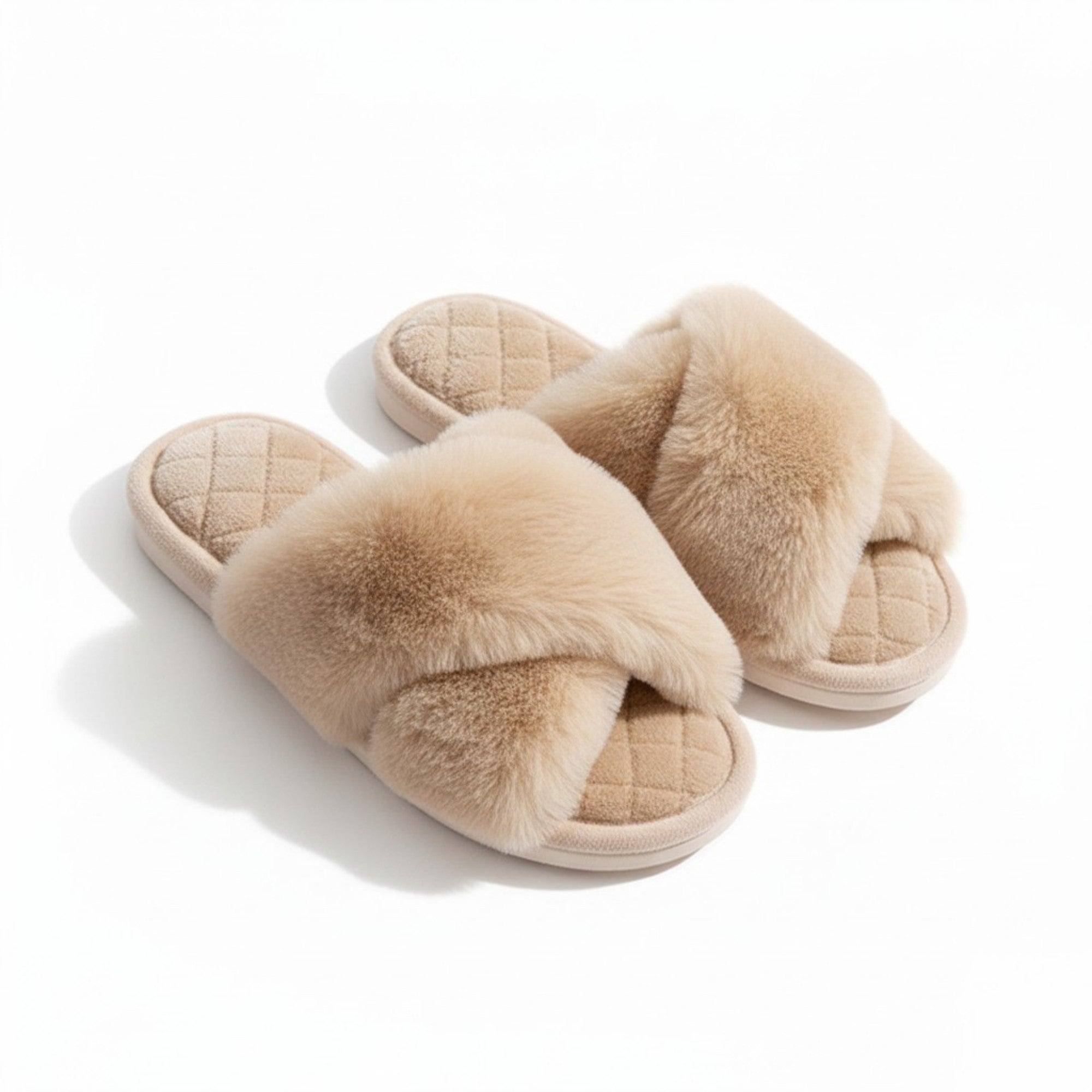 Anna-Kaci Lounge Women's Plush Crisscross Valentine Slide House Slippers with Quilted Cushioned Footbed