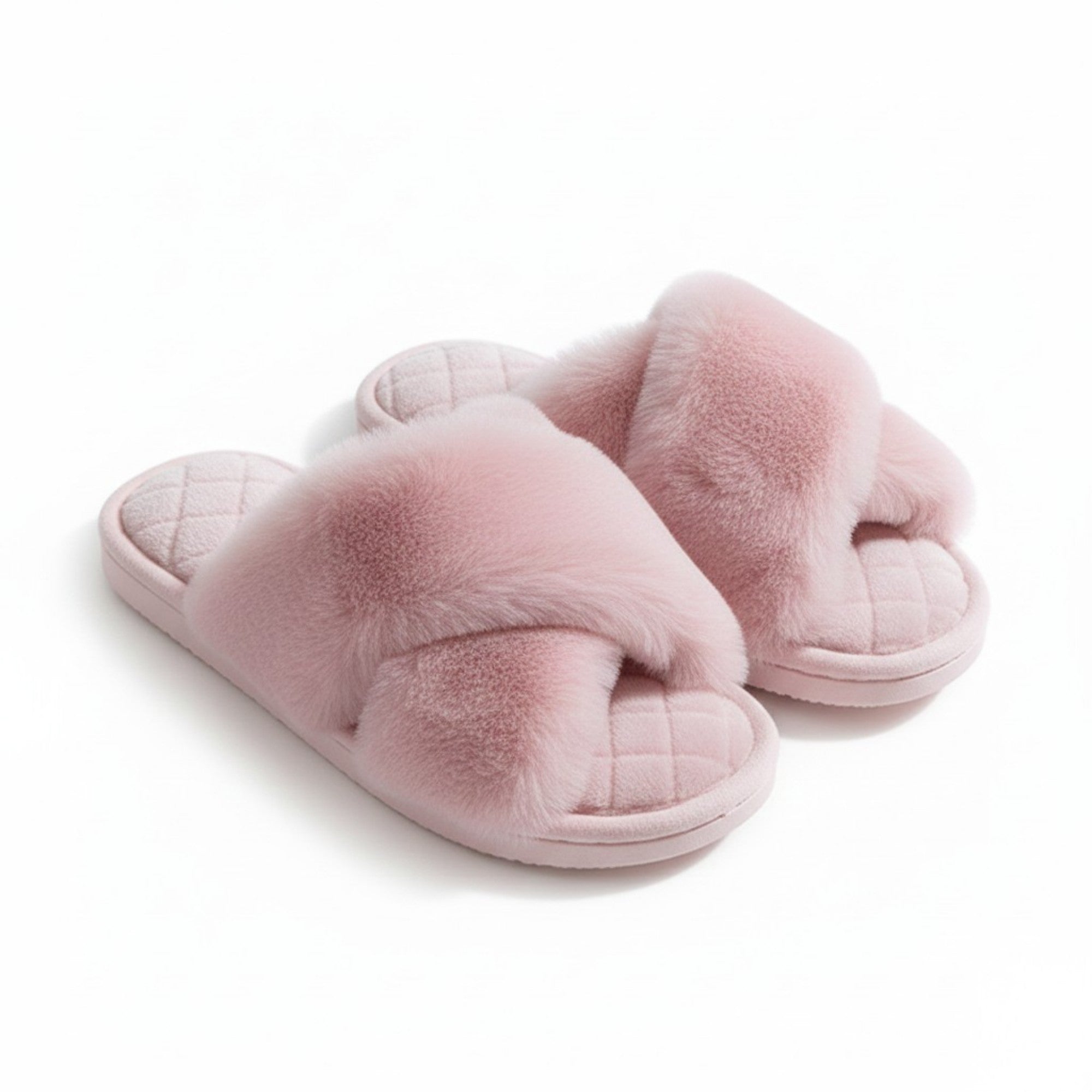 Anna-Kaci Lounge Women's Plush Crisscross Valentine Slide House Slippers with Quilted Cushioned Footbed