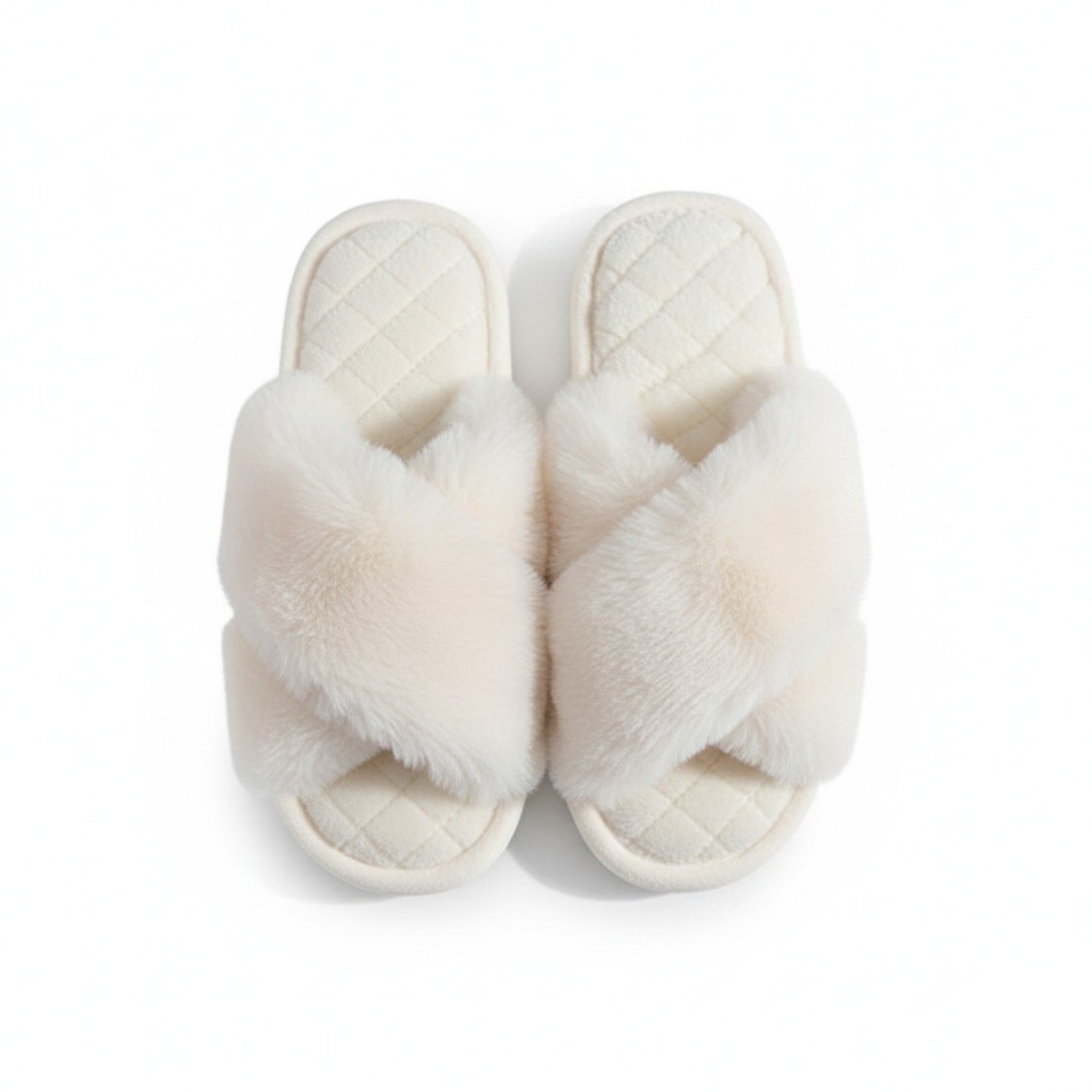 Anna-Kaci Lounge Women's Plush Crisscross Valentine Slide House Slippers with Quilted Cushioned Footbed
