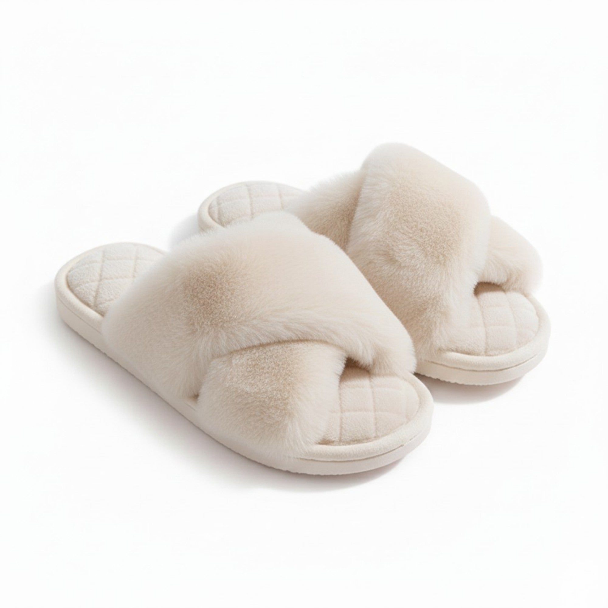 Anna-Kaci Lounge Women's Plush Crisscross Valentine Slide House Slippers with Quilted Cushioned Footbed
