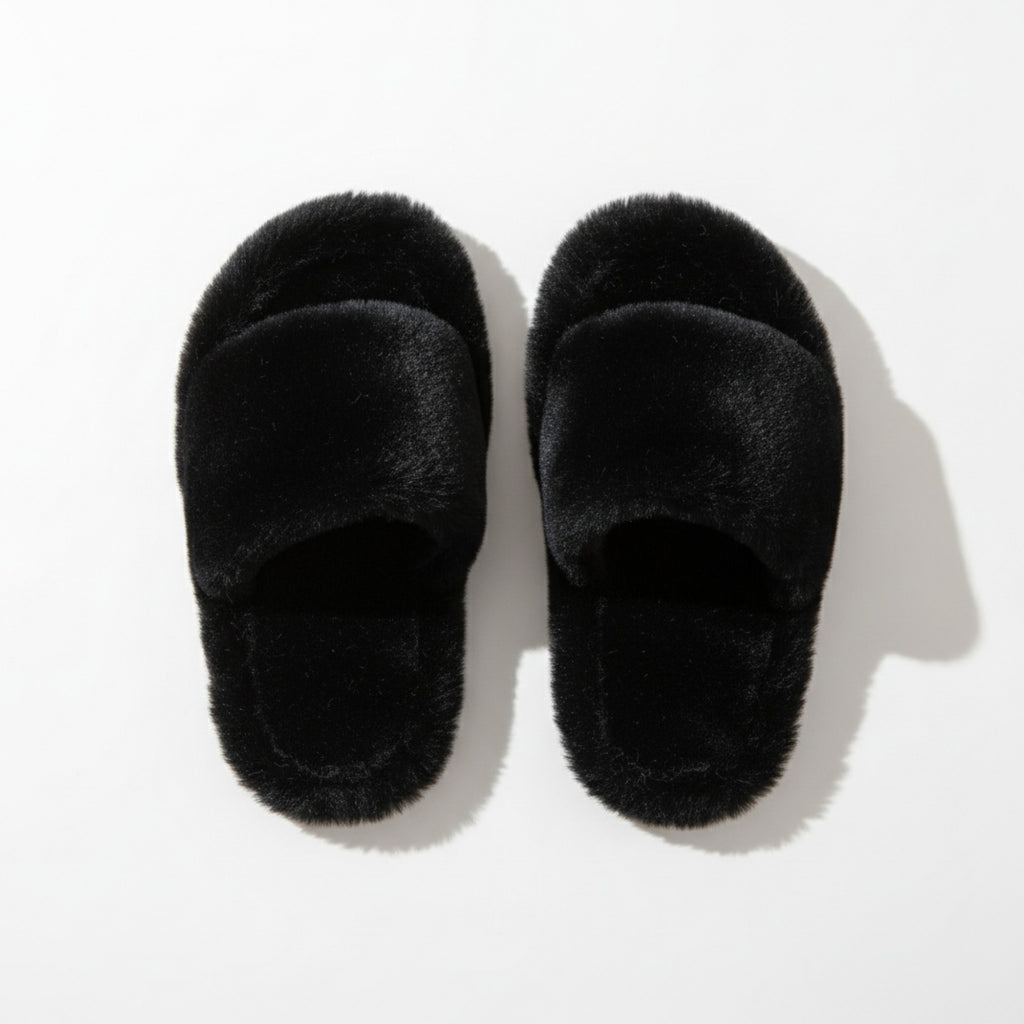 Anna-Kaci Lounge Women's Plush Open Toe Slide House Slippers with Wide Soft Upper and Cushioned Footbed
