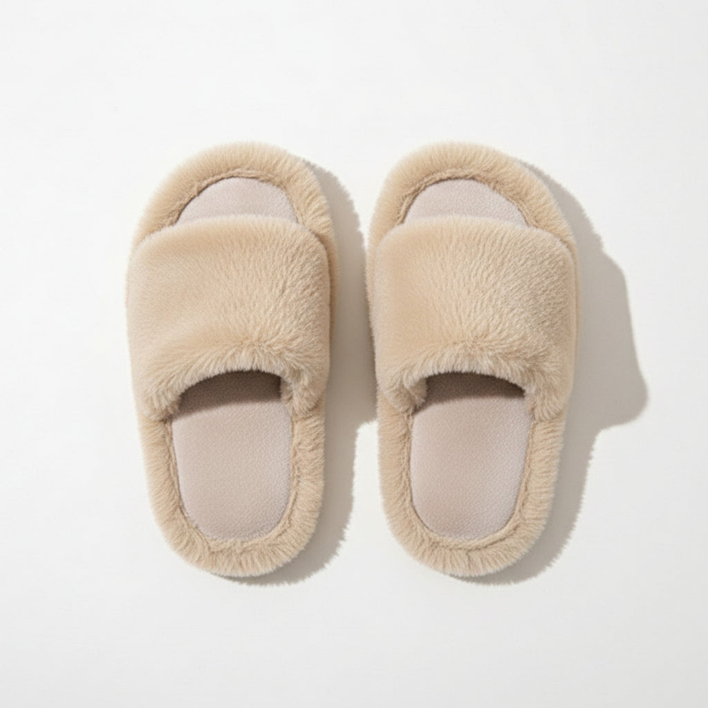 Anna-Kaci Lounge Women's Plush Open Toe Slide House Slippers with Wide Soft Upper and Cushioned Footbed