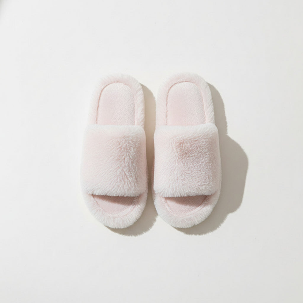Anna-Kaci Lounge Women's Plush Open Toe Slide House Slippers with Wide Soft Upper and Cushioned Footbed