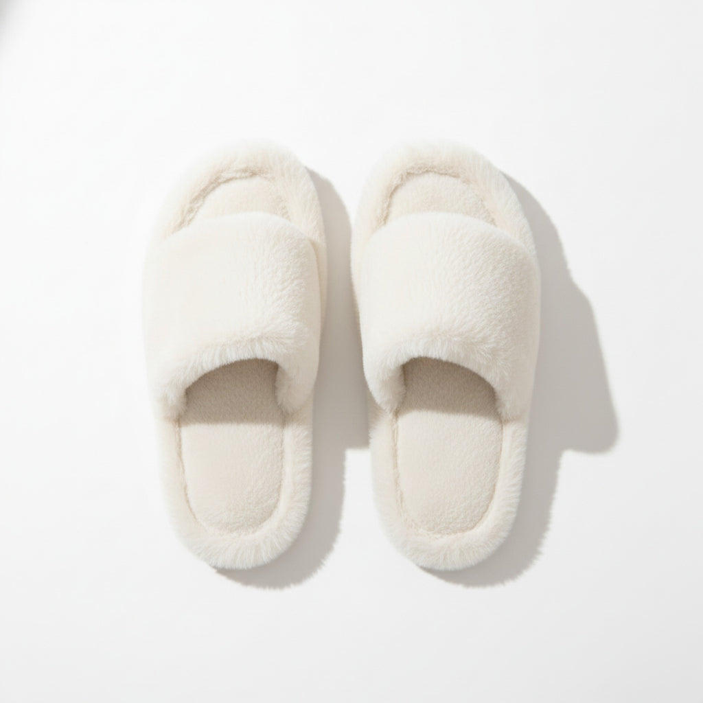 Anna-Kaci Lounge Women's Plush Open Toe Slide House Slippers with Wide Soft Upper and Cushioned Footbed