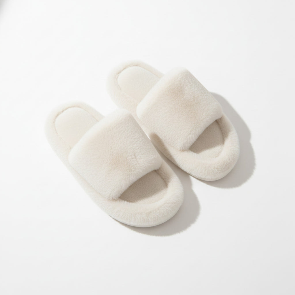 Anna-Kaci Lounge Women's Plush Open Toe Slide House Slippers with Wide Soft Upper and Cushioned Footbed
