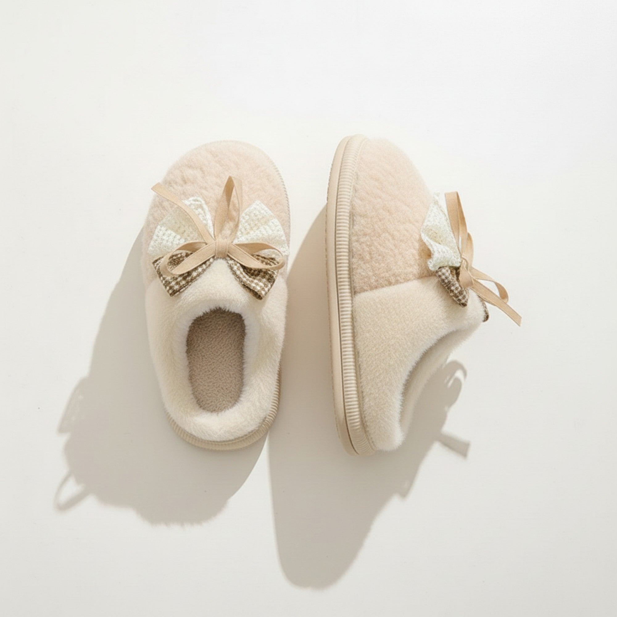 Anna-Kaci Lounge Women's Valentine Plush Closed Toe Mule House Slippers with Decorative Bow and Cushioned Sole
