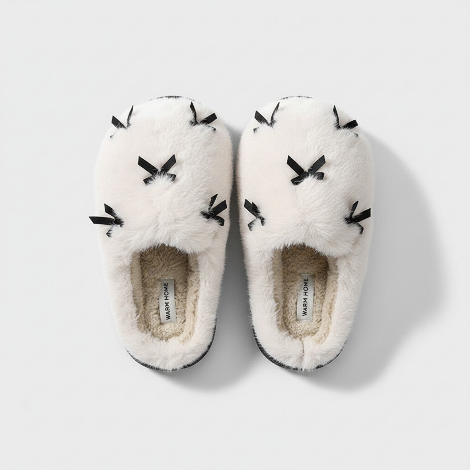 Anna-Kaci Lounge Women's Valentine Plush Closed Toe Slide House Slippers with Mini Bow Accents and Cushioned Sole