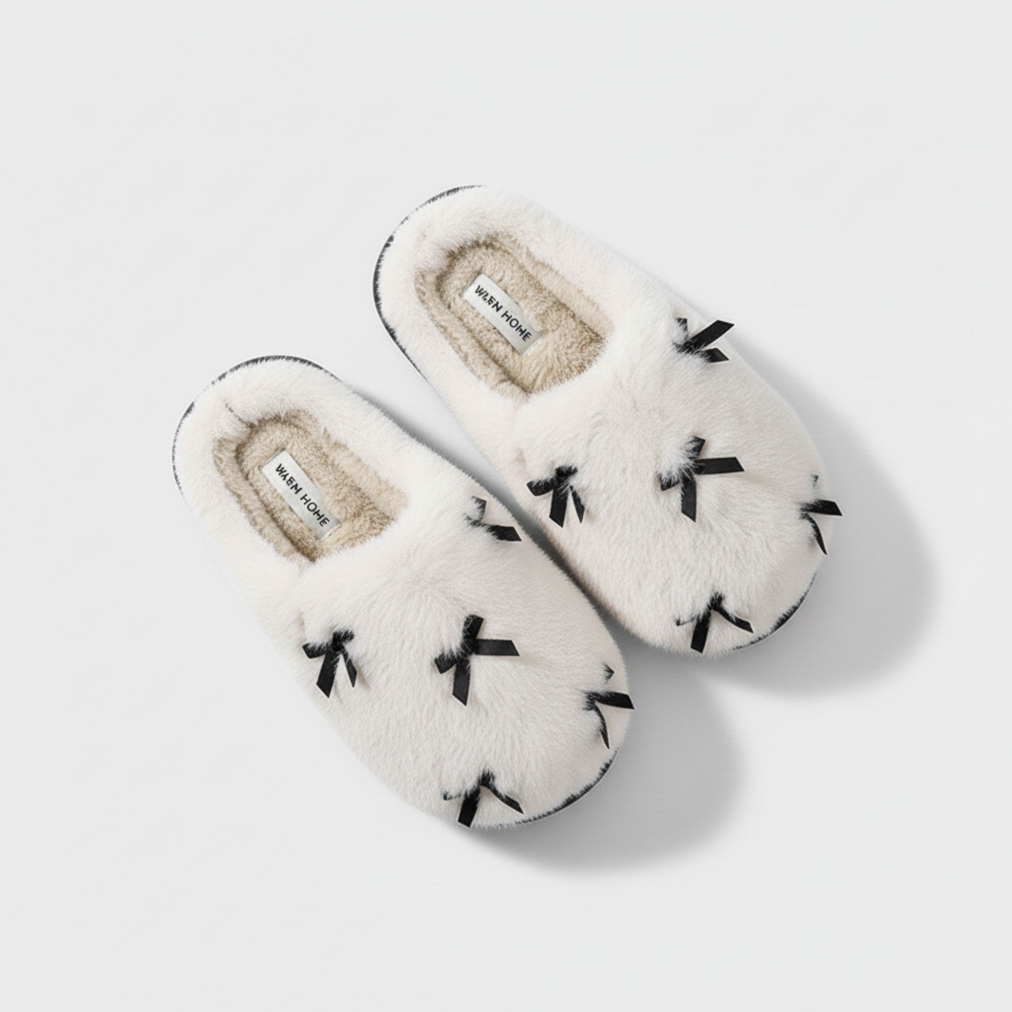 Anna-Kaci Lounge Women's Valentine Plush Closed Toe Slide House Slippers with Mini Bow Accents and Cushioned Sole