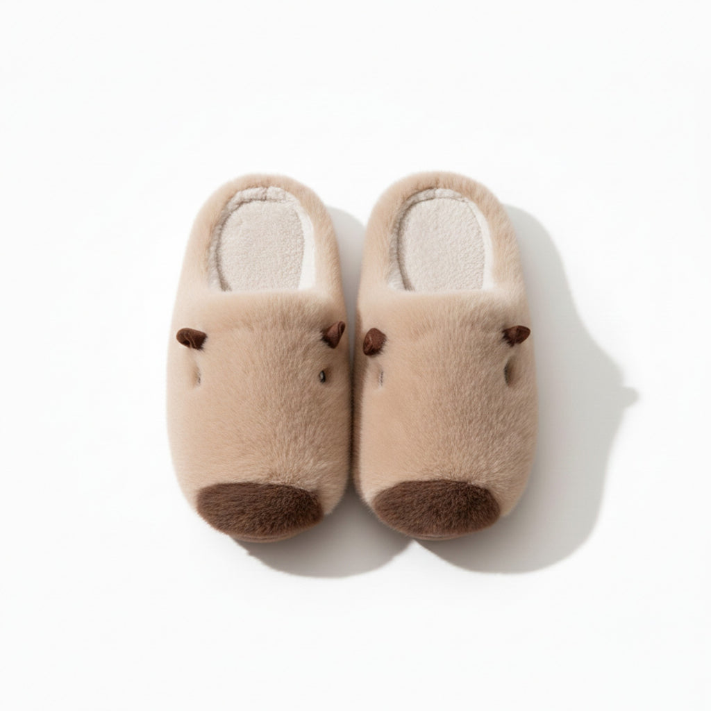 Anna-Kaci Lounge Women's Plush Animal Slide House Slippers with Soft Sculpted Design and Cushioned Footbed