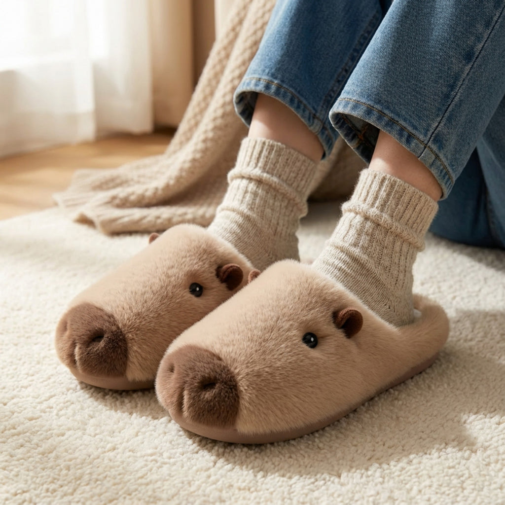 Anna-Kaci Lounge Women's Plush Animal Slide House Slippers with Soft Sculpted Design and Cushioned Footbed