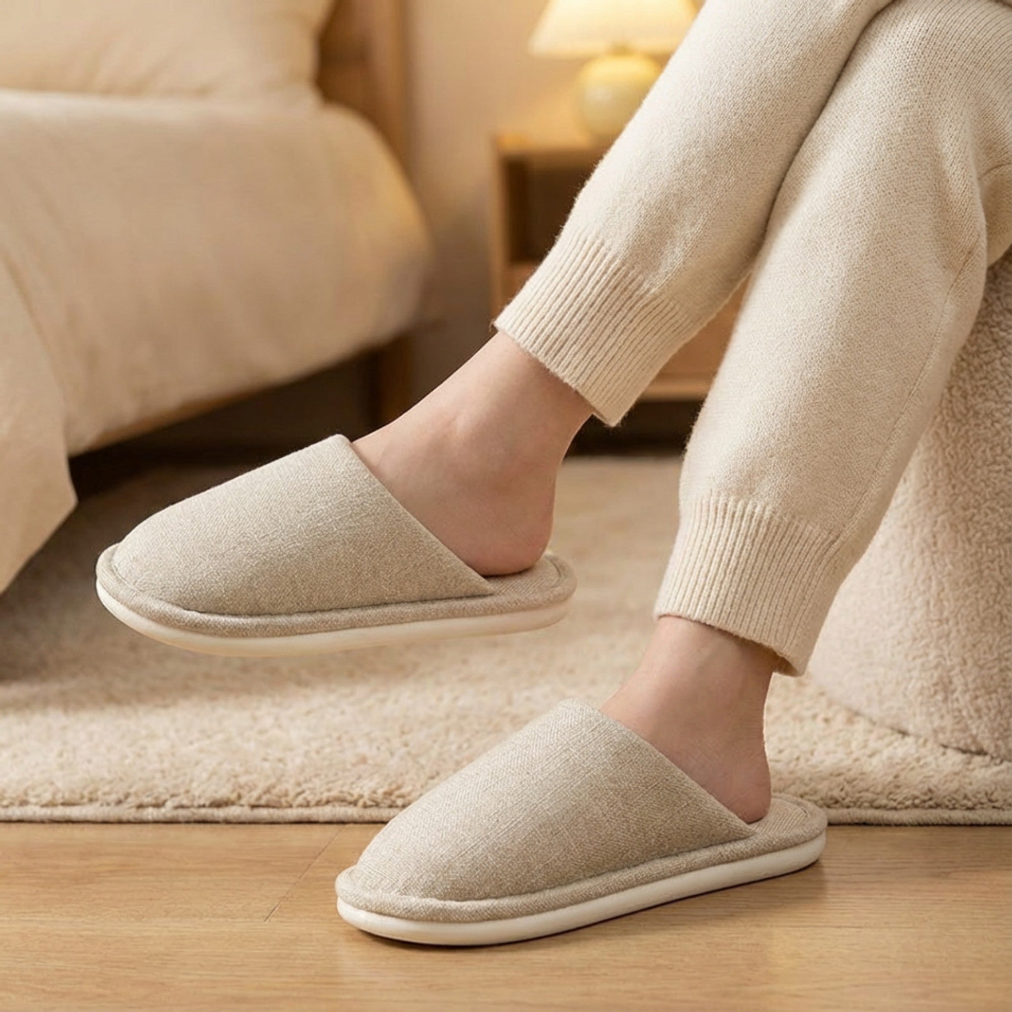 Anna-Kaci Lounge Women's Closed Toe Slide House Slippers with Woven Texture Upper and Cushioned Footbed