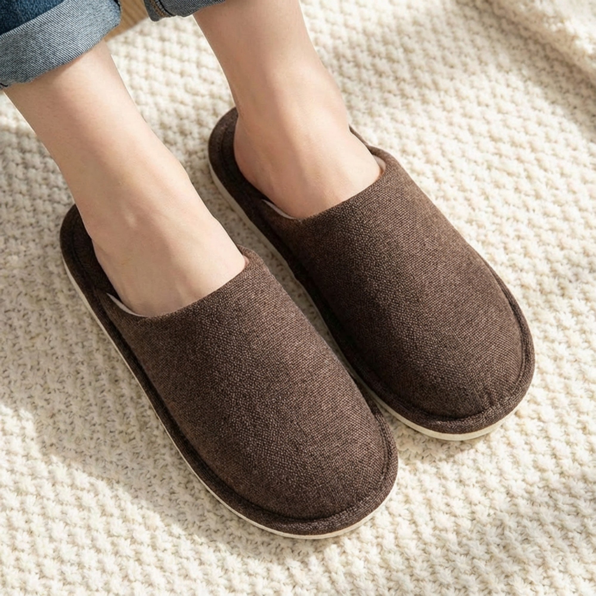 Anna-Kaci Lounge Women's Closed Toe Slide House Slippers with Woven Texture Upper and Cushioned Footbed
