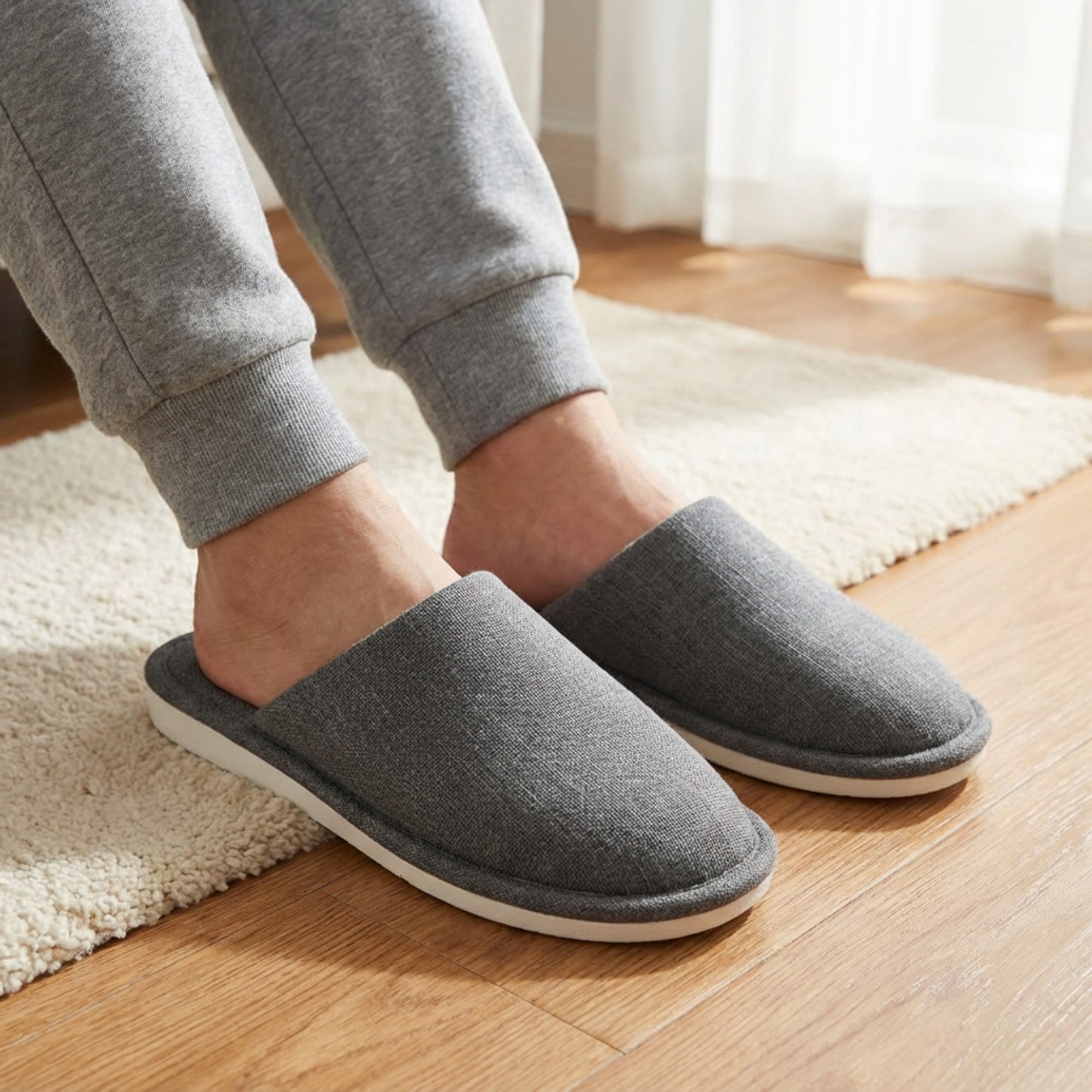 Anna-Kaci Lounge Women's Closed Toe Slide House Slippers with Woven Texture Upper and Cushioned Footbed