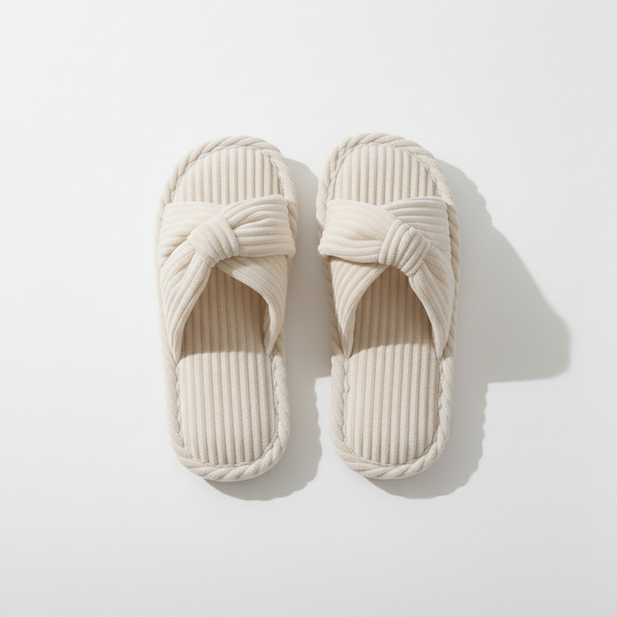 Anna-Kaci Lounge Women's Ribbed Crisscross Slide House Slippers with Textured Knit Upper and Cushioned Footbed