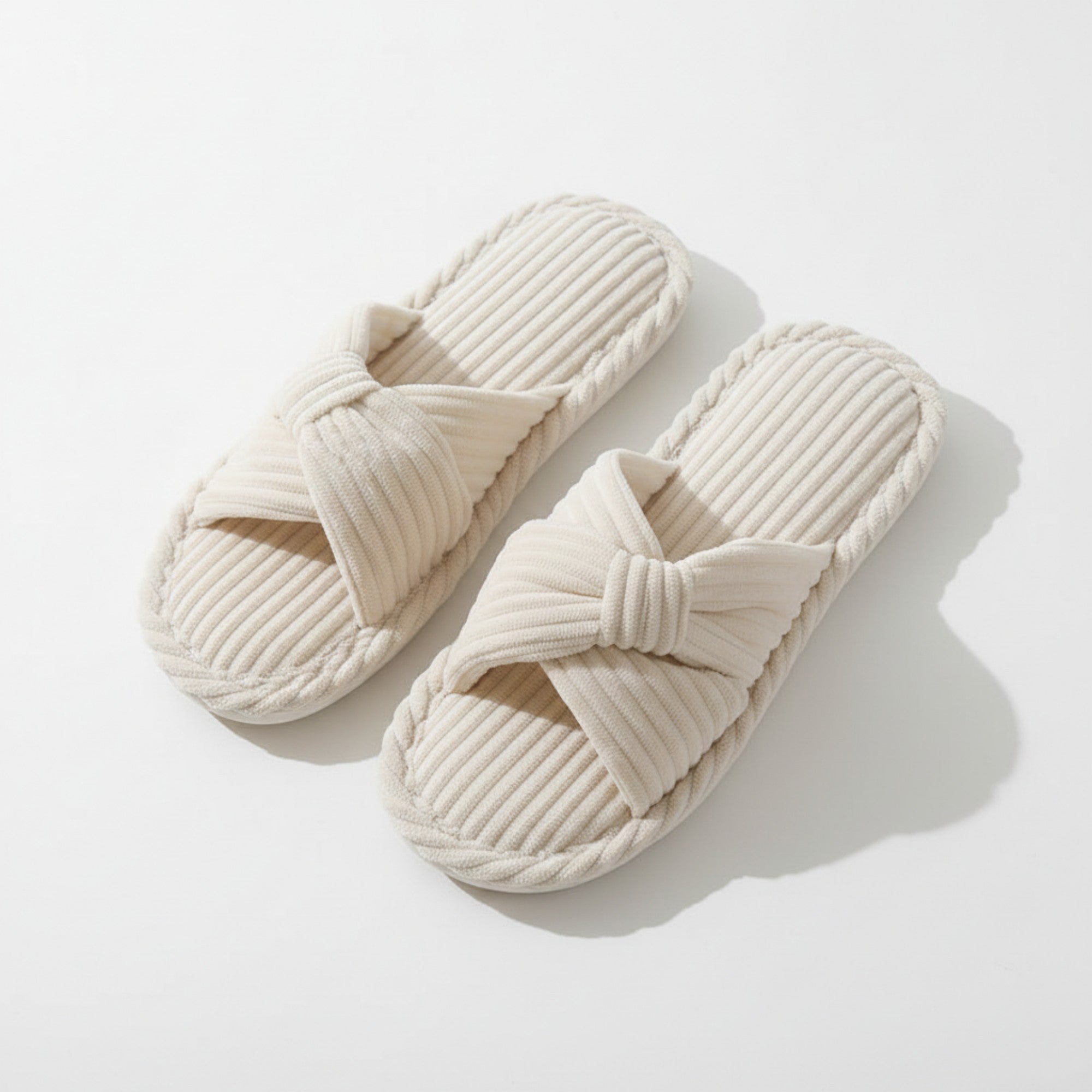 Anna-Kaci Lounge Women's Ribbed Crisscross Slide House Slippers with Textured Knit Upper and Cushioned Footbed