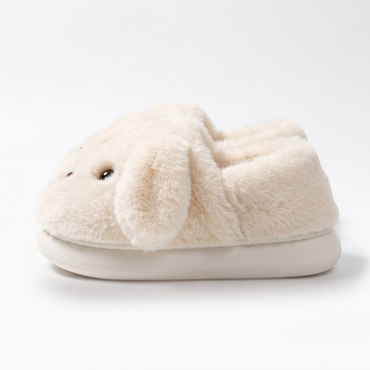 Pantuflas de casa estilo mule de felpa para mujer Anna-Kaci Lounge con cara de perro esculpida suave y suela acolchada
