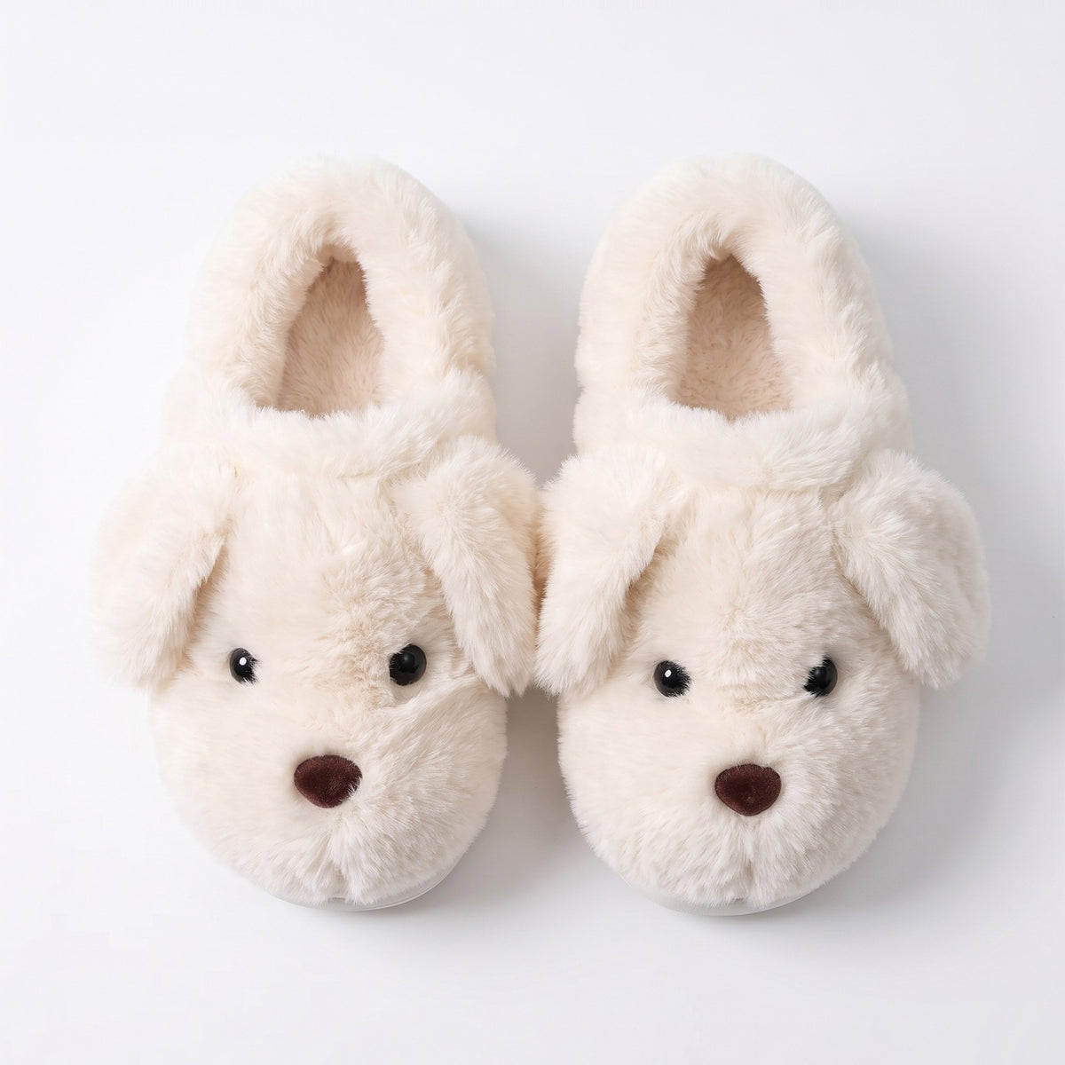 Pantuflas de casa estilo mule de felpa para mujer Anna-Kaci Lounge con cara de perro esculpida suave y suela acolchada