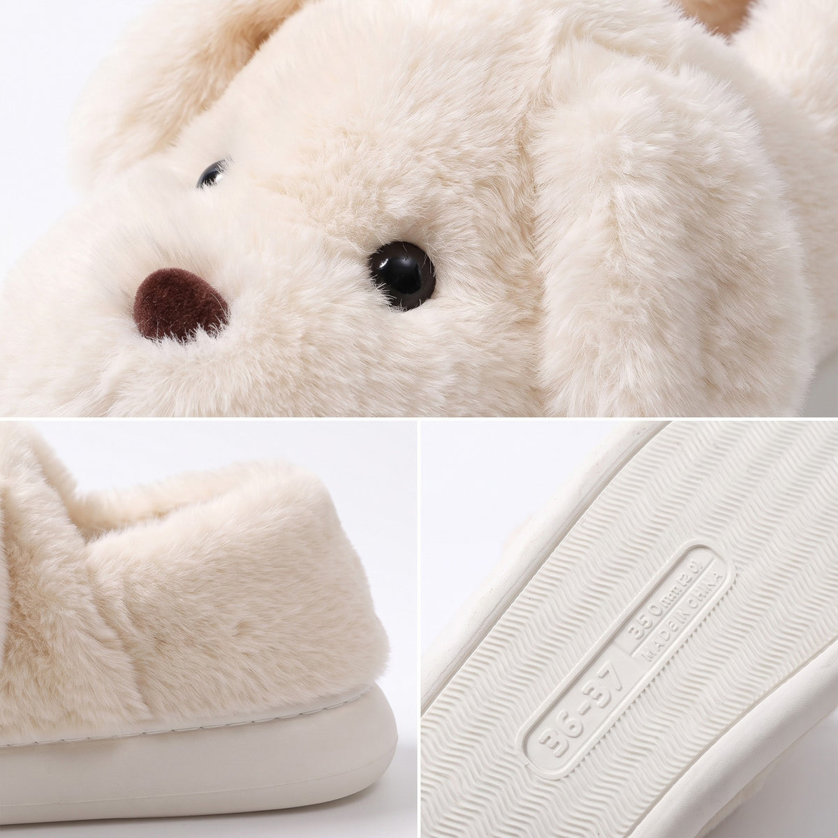 Pantuflas de casa estilo mule de felpa para mujer Anna-Kaci Lounge con cara de perro esculpida suave y suela acolchada