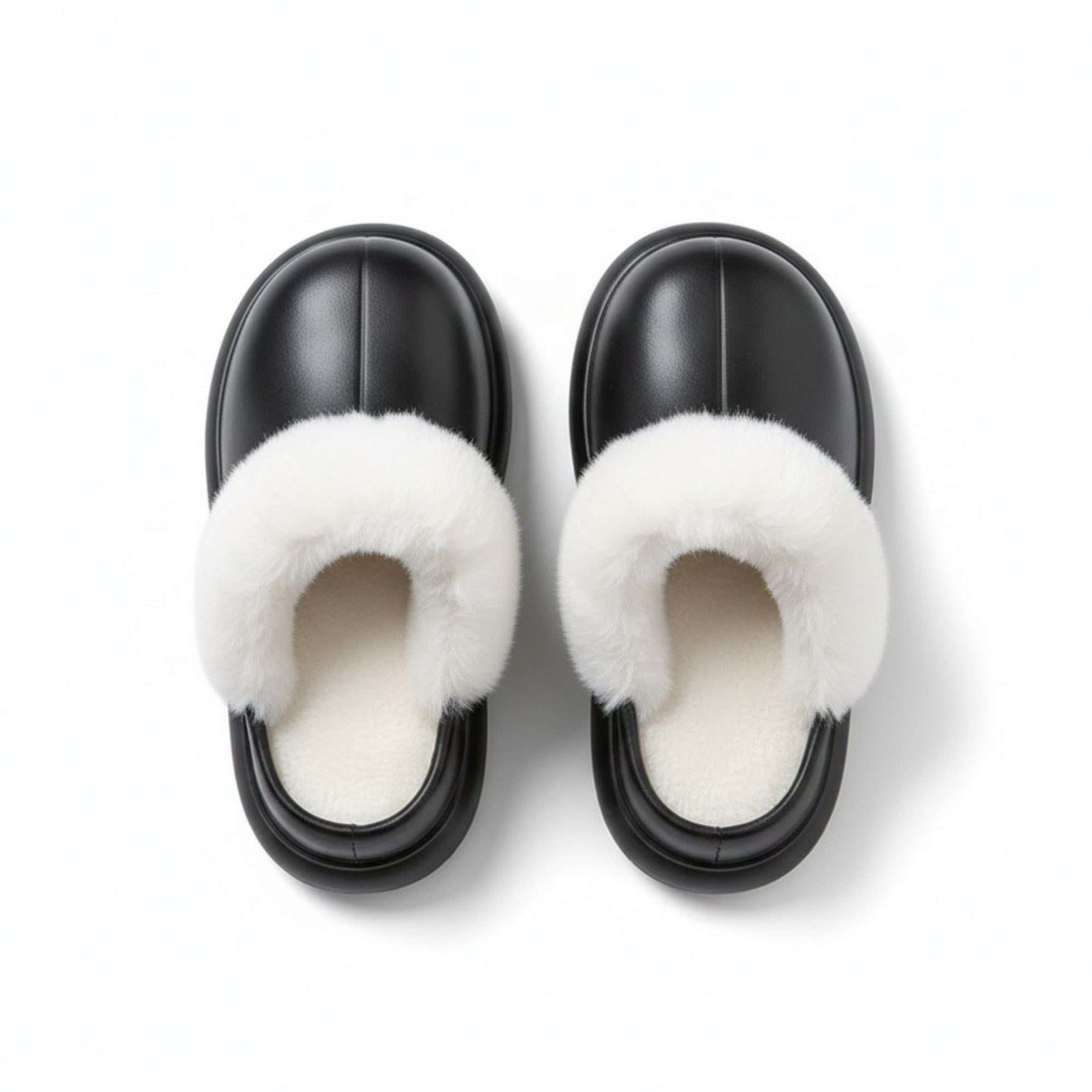 Anna-Kaci Lounge Women's Closed Toe Mule House Slippers with Smooth Upper and Plush Faux Shearling Trim