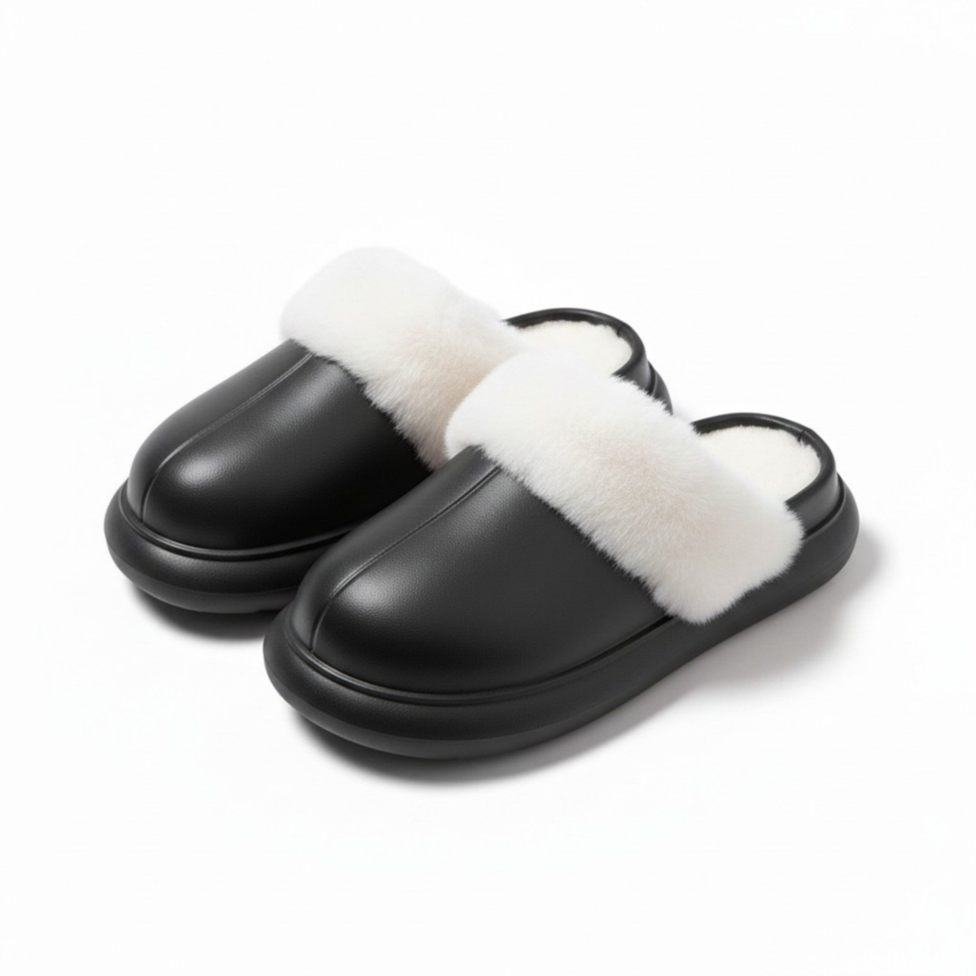 Anna-Kaci Lounge Women's Closed Toe Mule House Slippers with Smooth Upper and Plush Faux Shearling Trim
