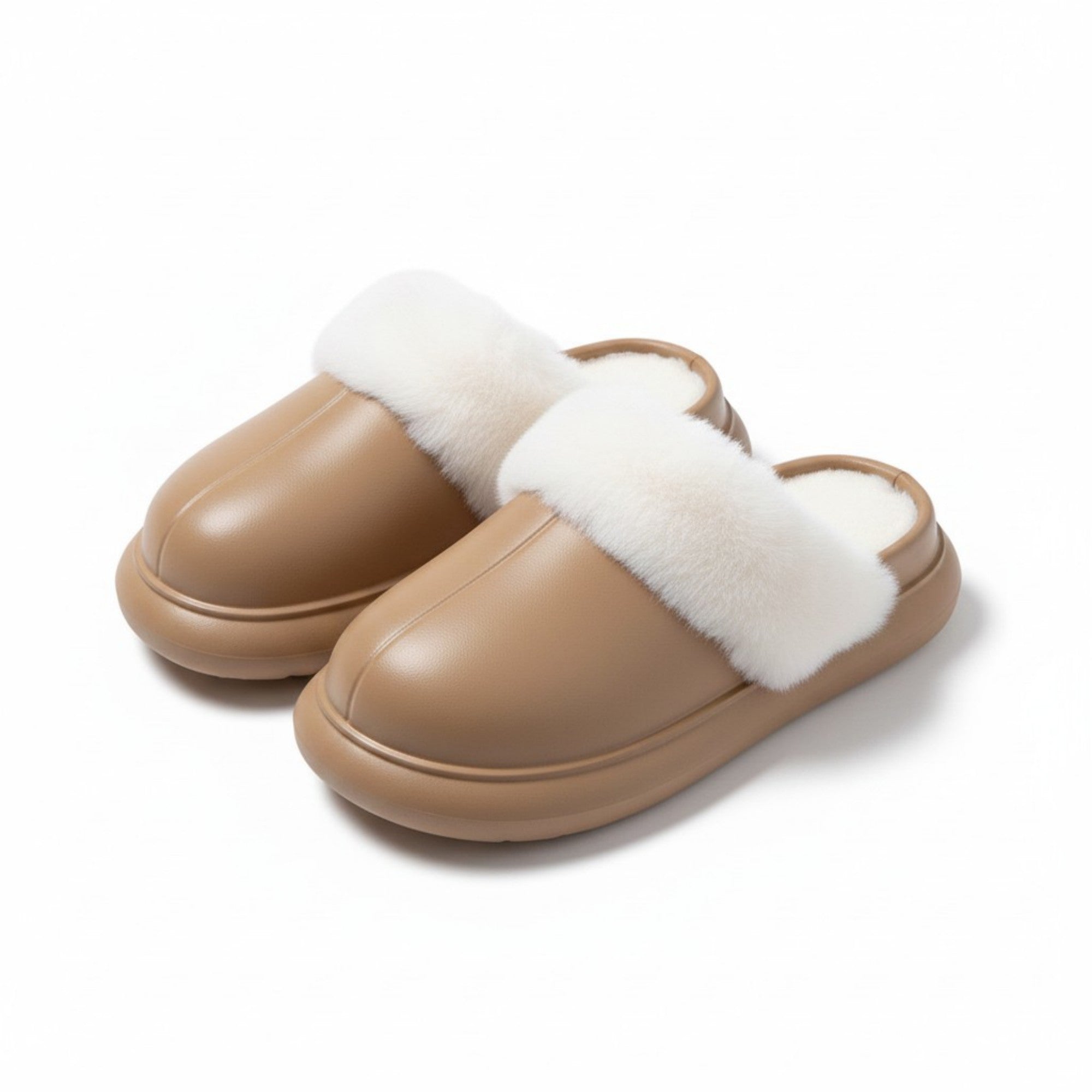 Anna-Kaci Lounge Women's Closed Toe Mule House Slippers with Smooth Upper and Plush Faux Shearling Trim