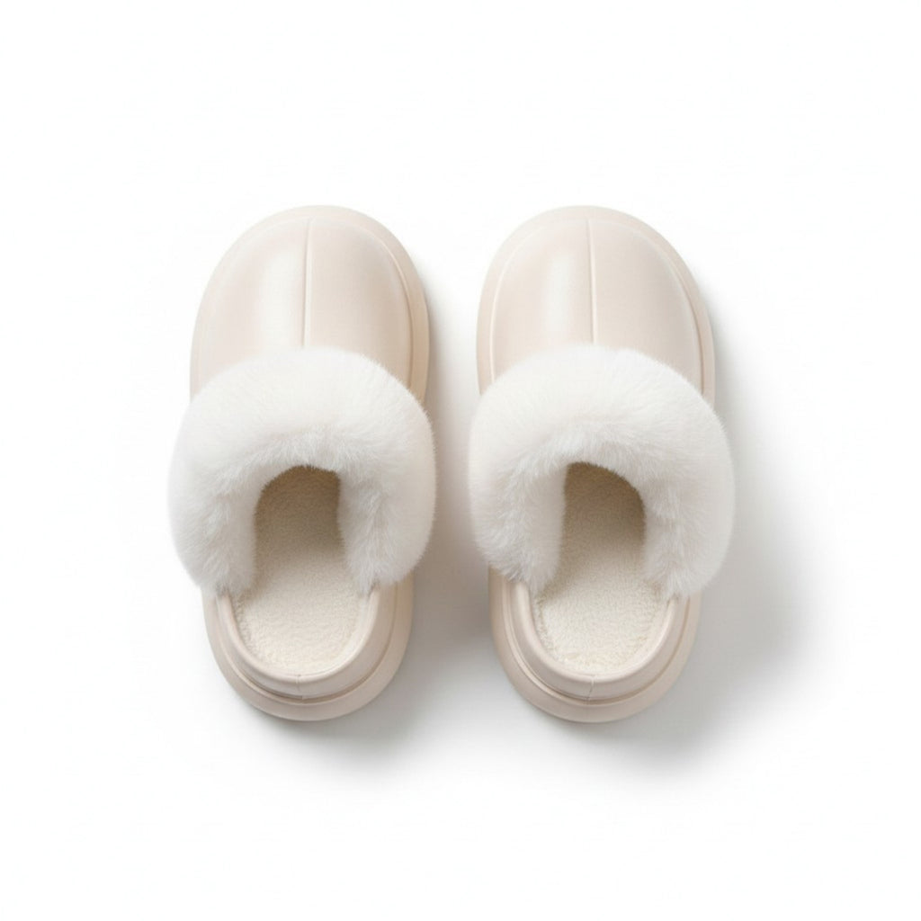 Anna-Kaci Lounge Women's Closed Toe Mule House Slippers with Smooth Upper and Plush Faux Shearling Trim