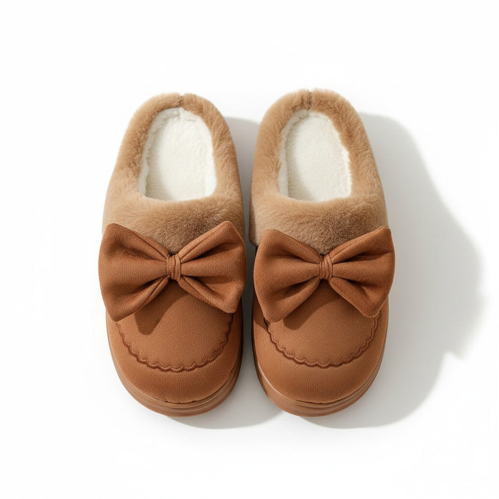 Anna-Kaci Lounge Women's Closed Toe Mule House Slippers with Decorative Bow Detail and Cushioned Sole