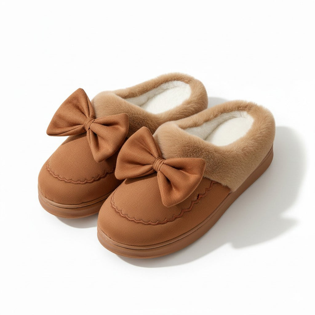 Anna-Kaci Lounge Women's Closed Toe Mule House Slippers with Decorative Bow Detail and Cushioned Sole