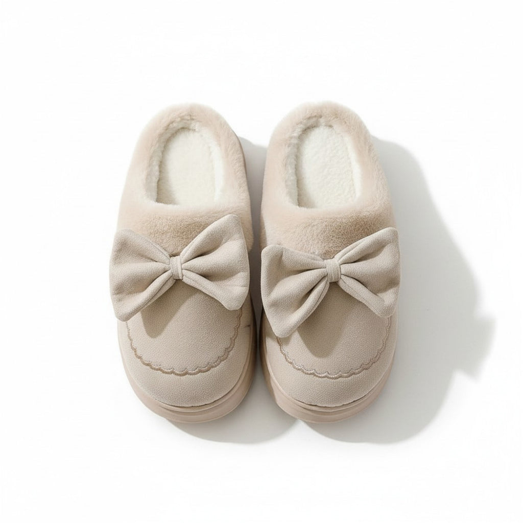 Anna-Kaci Lounge Women's Closed Toe Mule House Slippers with Decorative Bow Detail and Cushioned Sole