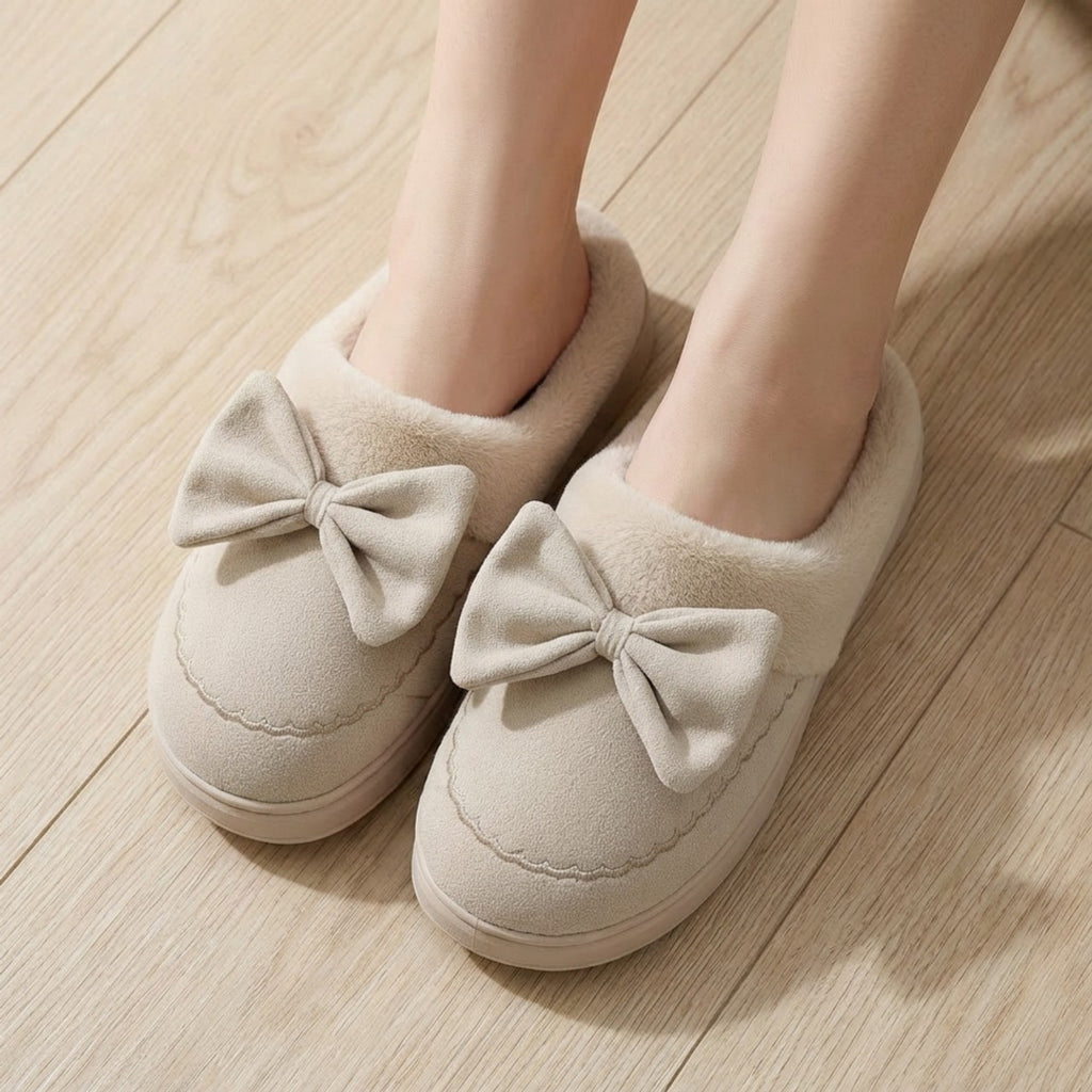 Anna-Kaci Lounge Women's Closed Toe Mule House Slippers with Decorative Bow Detail and Cushioned Sole