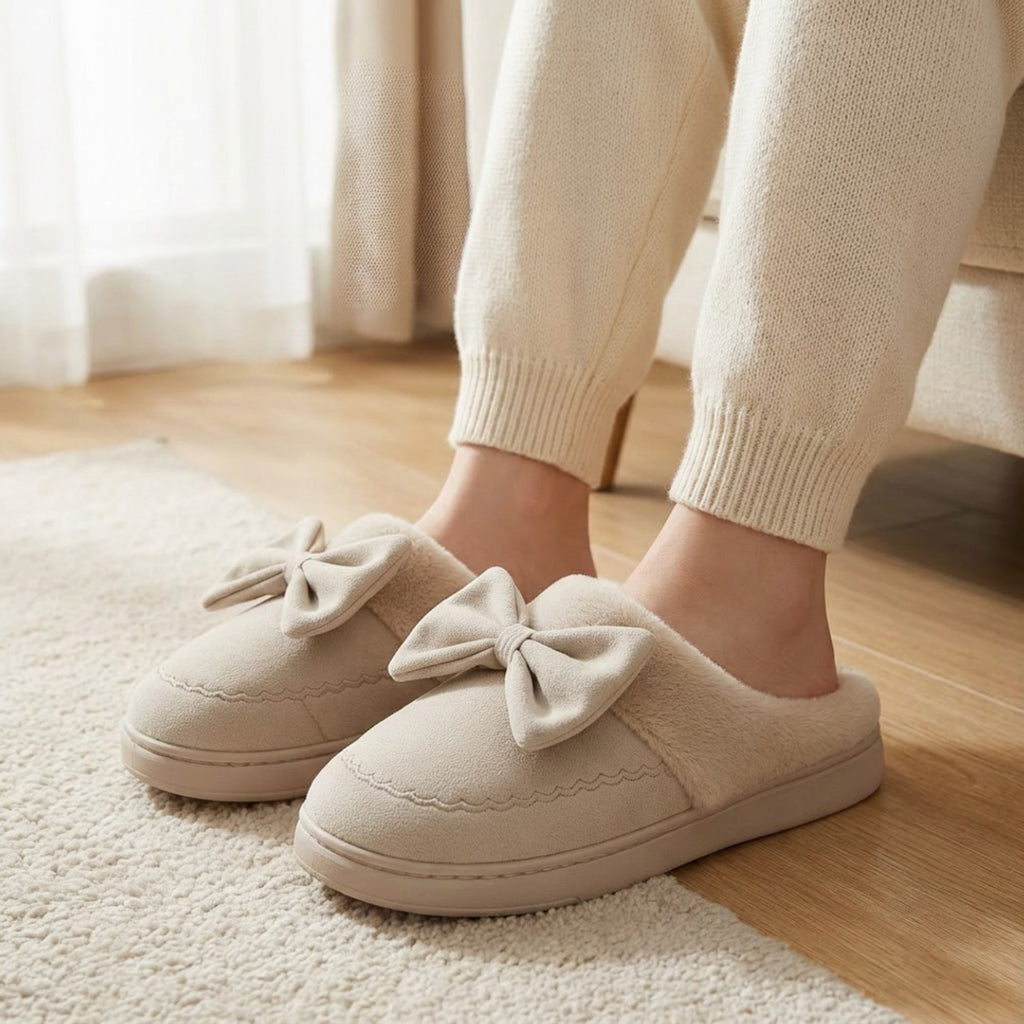 Anna-Kaci Lounge Women's Closed Toe Mule House Slippers with Decorative Bow Detail and Cushioned Sole