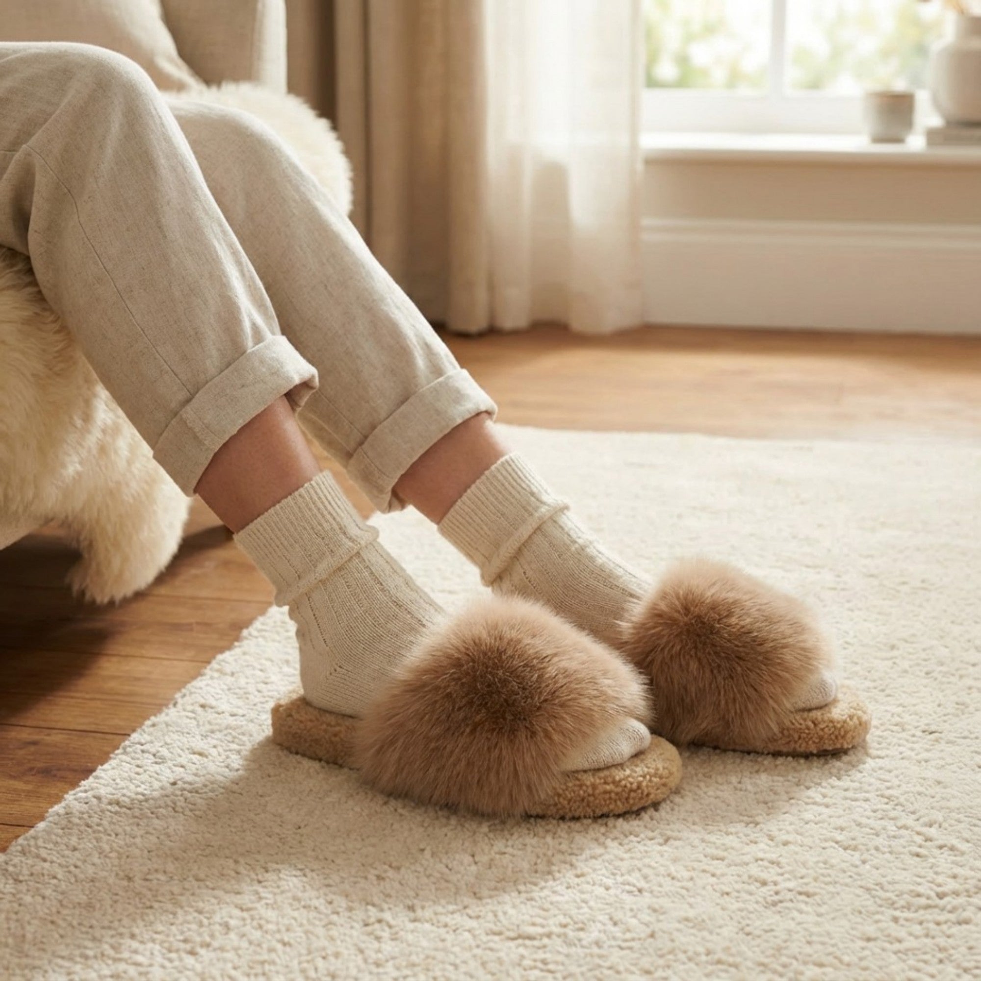 Anna-Kaci Lounge Women's Plush Slide House Slippers with Oversized Faux Fur Upper and Soft Cushioned Footbed