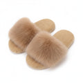 Women's Plush Slide House Slippers with Oversized Faux Fur Upper and Soft Cushioned Footbed