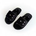 Anna-Kaci Lounge Women's Valentine Plush Slide House Slippers with Embroidered Bow Detail and Soft Cushioned Footbed