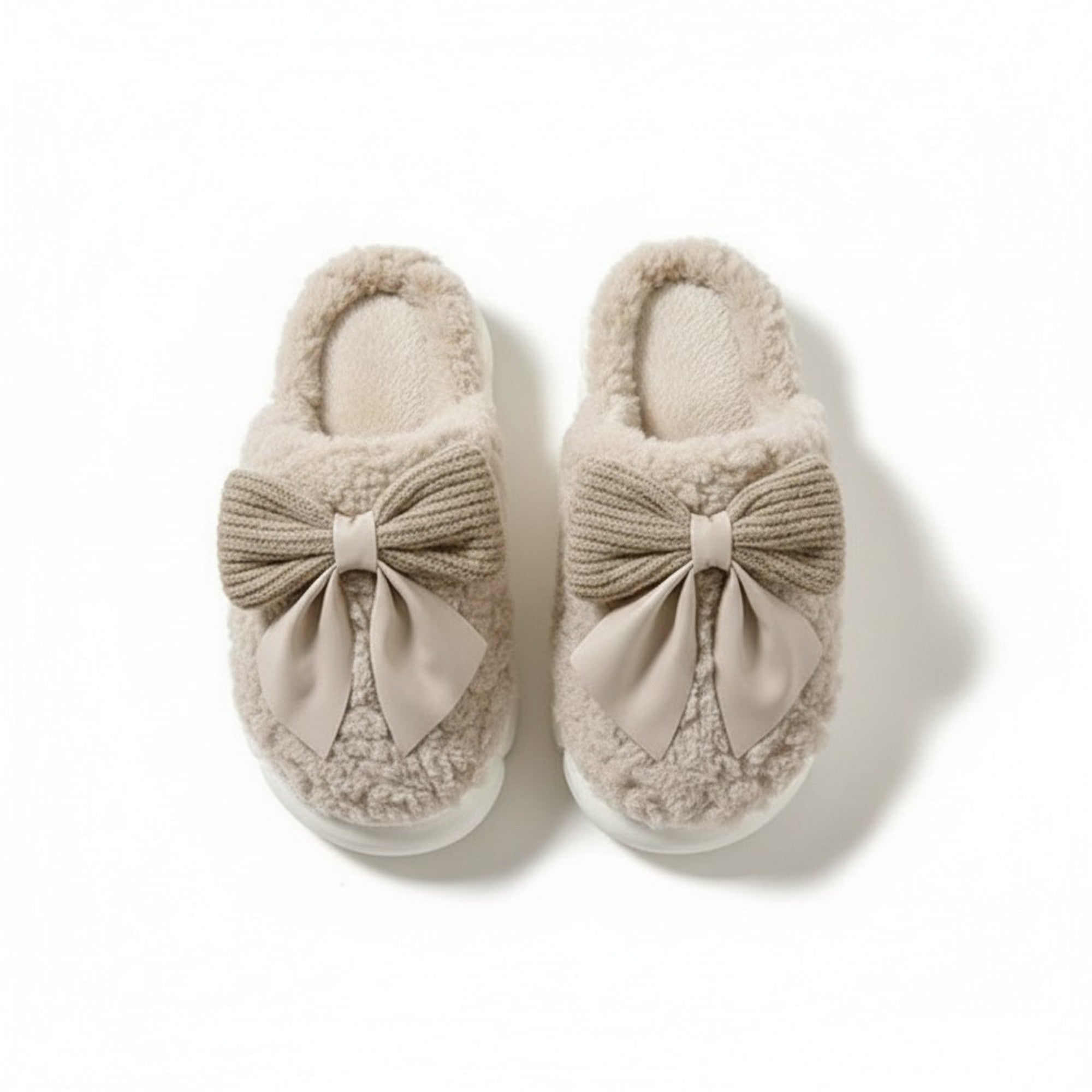 Anna-Kaci Lounge Women's Plush Mule House Slippers with Valentine Oversized Bow Accent and Soft Cushioned Footbed