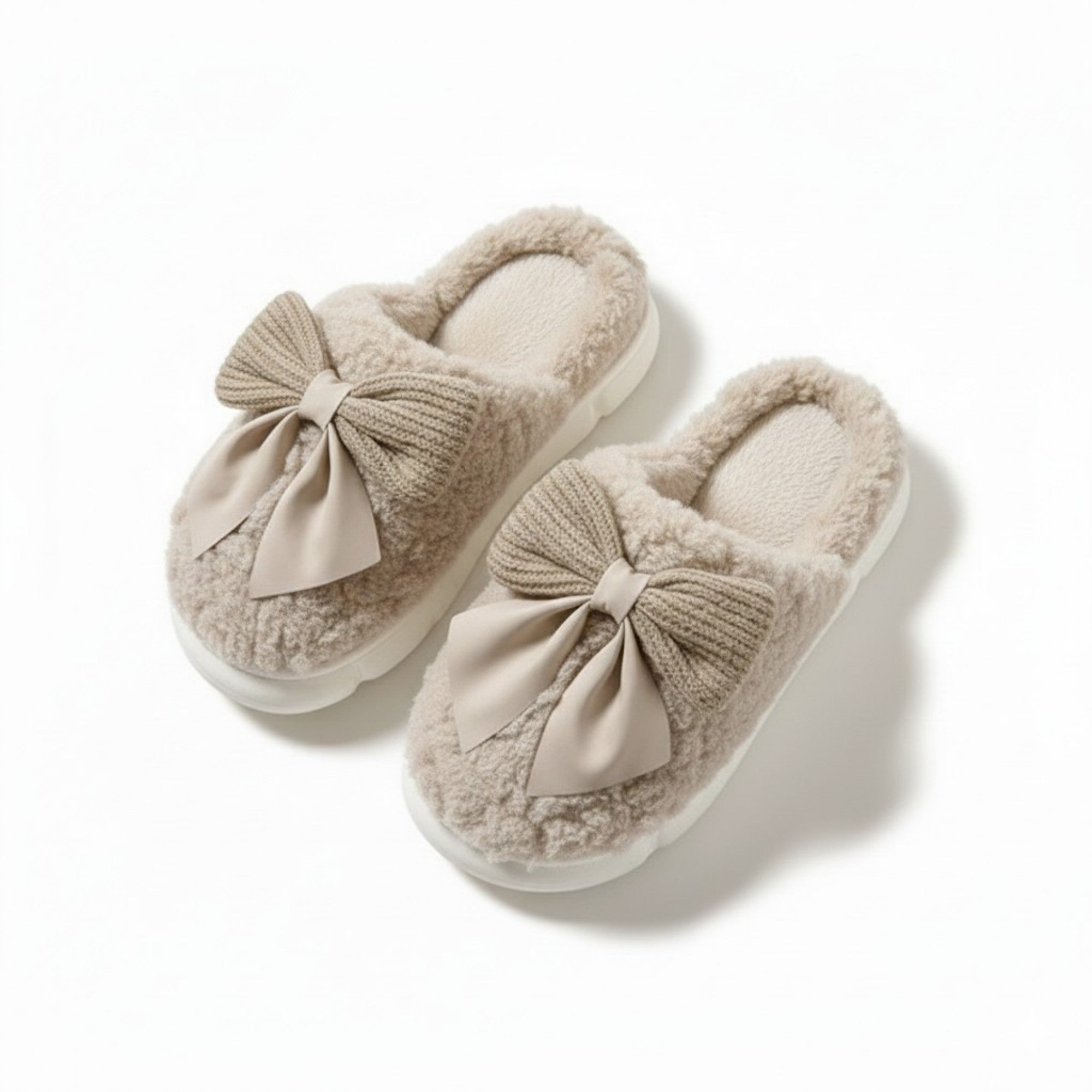 Anna-Kaci Lounge Women's Plush Mule House Slippers with Valentine Oversized Bow Accent and Soft Cushioned Footbed