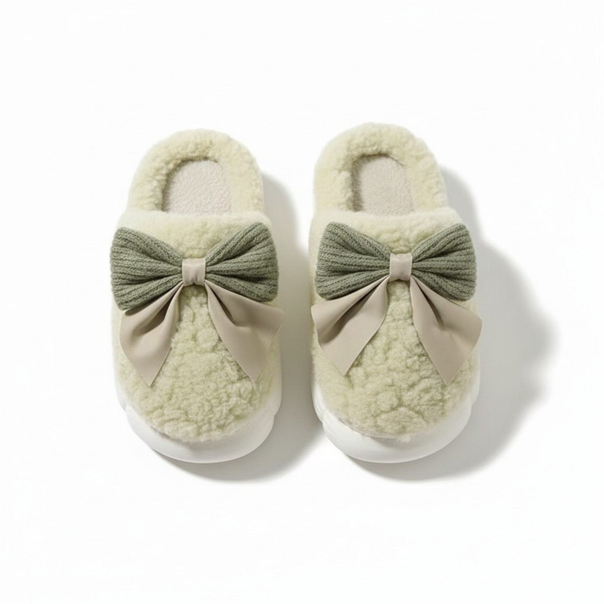Anna-Kaci Lounge Women's Plush Mule House Slippers with Valentine Oversized Bow Accent and Soft Cushioned Footbed